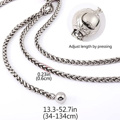 Portable Crossbody Phone Lanyard - Adjustable Metal Chain Case - color: Cell Phone Clips and Chains（silver White Color）x03