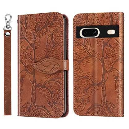 Wallet Case for Google Pixel 7 with Card Holder/Slot,PU Leather Folio Flip Shell [Kickstand][Magnetic Closure][Wrist Strap] Shockproof Cover Fit Google Pixel 7, Brown - color: Brown, size: Google Pixel 7
