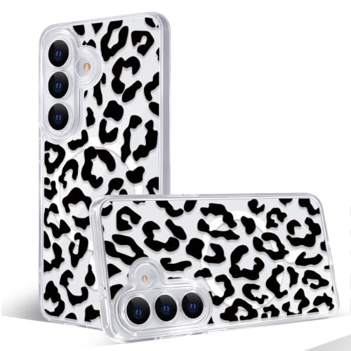 Magnetic Case for Samsung Galaxy S26 [Compatible with MagSafe] Cute Clear Leopard Case for Women Girls Soft TPU Bumper Hard PC Back Anti-Fall Shockproof Protective Slim Cover A4 - color: Black Leopard, size: Samsung Galaxy S26 Case