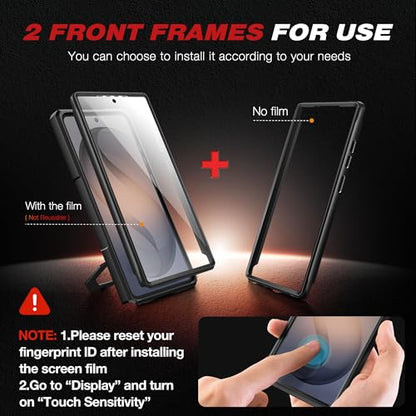 TONGATE Magnetic Stand for Samsung Galaxy S26 Ultra Case, Compatible with Magsafe, [Camera Cover & 2 Front Frames][Military Drop Protection] S26 Ultra Case Built-in Screen Protector & Belt Clip, Black - color: Black