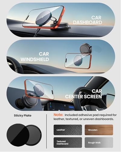 15W MagSafe Car Mount Charger, Vacuum Magnetic Phone Holders for Your Car