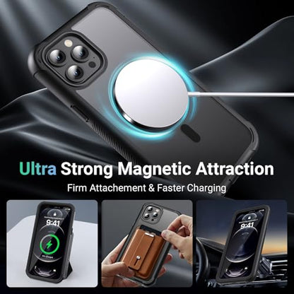 jaroco Magnetic for iPhone 12 Pro Max Case Heavy Duty Protection Black | Compatible with MagSafe,Military Grade Drop Protection,Translucent Matte,Non-Slip,Shockproof 2-Layer Durable Bumper Case - color: Black, size: iPhone 12 Pro Max
