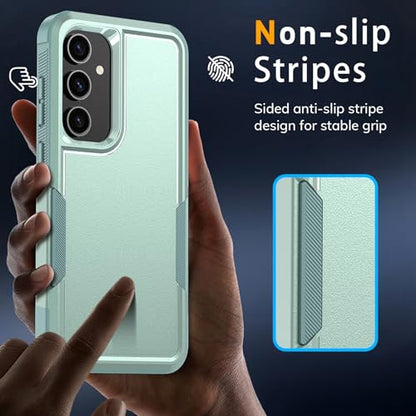 Vinve for Samsung Galaxy S25 FE Case with HD Screen Protector, Military-Grade Shockproof & Dual-Layer Protection, Anti-Slip Grip Design Phone Case, Green - color: Green