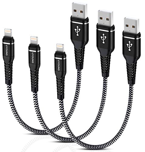 Short iPhone Charger [Apple MFi Certified] USB Lightning Cable 1FT, 3Pack - color: Black, size: 1FT, style: USB A to Lightning