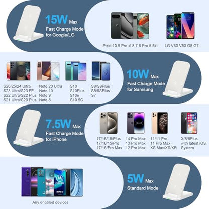 Pixel 10 Foldable Wireless Charger Fast Charging Station 15W Wireless Phone - color: White