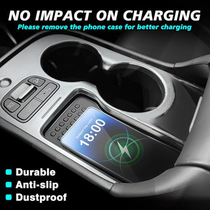 BestEvMod Wireless Charger Mat Non Slip for 2026+ Hyundai Ioniq 9 S SE SEL - color: Black, size: 26+ I9 S SE SEL