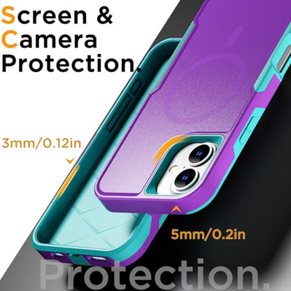 AICase for iPhone 16 Plus Case [Compatible MagSafe],Heavy Duty 20 FT Drop Protection Full Body Rugged Shockproof Military Protective Tough Durable Phone Cover 6.7" for Men Women_2 - color: Spring Blue/Purple with Magsafe