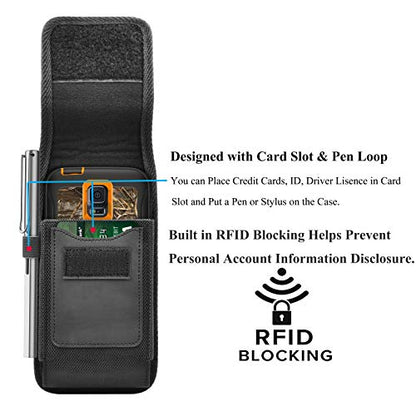 Njjex Cell Phone Holster Belt Clip for Samsung S25 Ultra iPhone 17 Pro Max | Nylon, Belt Clip for Galaxy S26 S25 Ultra S24 S23 A17 A16 A15 iPhone 17 Pro Max 16 15 16E Air card holder, pouch, for men