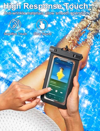 [Fits Up to 8.5"] 6 Pack Multicolor Waterproof Phone Pouch, Cell Phone Case Dry Bag,Protection Level: IP68,Beach Cruise for iPhone,Samsung,and More,Lanyard Included,Black,Blue,Pink,Orange,Yellow,Green