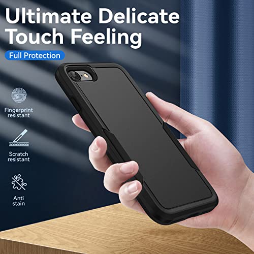 for iPhone SE Case 2022(3rd)/2020(2nd)/iPhone 7/8 Case, with Screen Protector,[Military Grade Drop Tested] Heavy-Duty Tough Rugged Shockproof Protective Phone Case, Black - color: Black