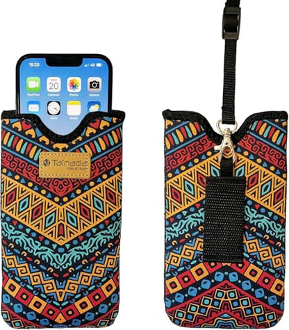 Tainada Neoprene Cell Phone Sleeve Case with Belt Loop Holster (Folk Style) - color: Folk Style