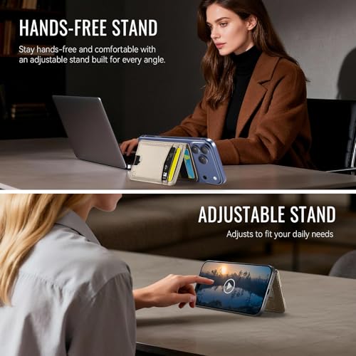 Strapurs Strong Magnetic Wallet Card Holder for MagSafe Phones and Cases, PU Leather Detachable Phone Wallet with 6 Card Slots RFID Blocking for iPhone 17/16/15/14/13/12/Pro/Max/Plus – Desert Titanium - color: Desert Titanium
