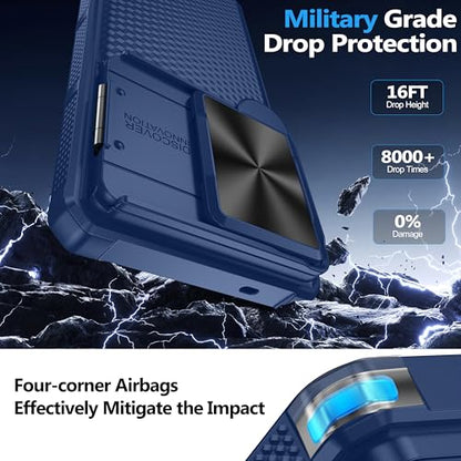 Magnetic for Samsung Galaxy S26 Ultra Case-Blue | [Slide Camera Cover][Kickstand][Compatible with MagSafe] Military Drop Protection Phone Case for Galaxy S26 Ultra - color: Blue