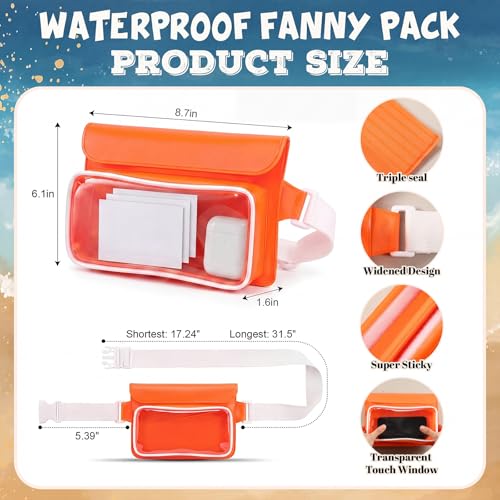 Ipx8 Waterproof Fanny Pack, 1 Pack Floating Waterproof Phone Pouch Touchscreen Dry Bag with Adjustable Waist Strap for Beach, Swimming, Kayaking, Boating, Fits Phones up to 8.5"(Orange) - color: Orange
