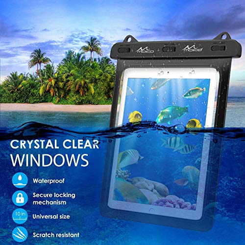MoKo Waterproof Tablet Case, Tablet Pouch Dry Bag, Up to 12 in, Black | Compatible with iPad 10th, iPad Pro 11 2022, iPad 9/9.7/10.2, iPad Mini 6/5/4/3, iPad Air 5/4, Air 3, Galaxy Tab S6/S7 - color: Black with hand strap
