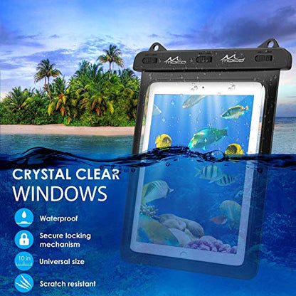 MoKo Waterproof Tablet Case, Tablet Pouch Dry Bag, Up to 12 in, Black | Compatible with iPad 10th, iPad Pro 11 2022, iPad 9/9.7/10.2, iPad Mini 6/5/4/3, iPad Air 5/4, Air 3, Galaxy Tab S6/S7 - color: Black with hand strap