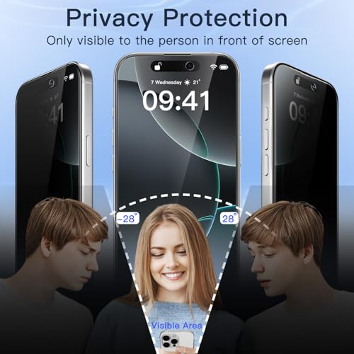 JETech Privacy Screen Protector for iPhone 16 Pro, 2-Pack - size: iPhone 16 Pro