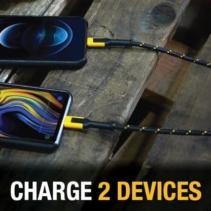 DEWALT Heavy Duty NeverBlock USB Charger, Angled Dual Port 12W Wall Charger - size: 12 W