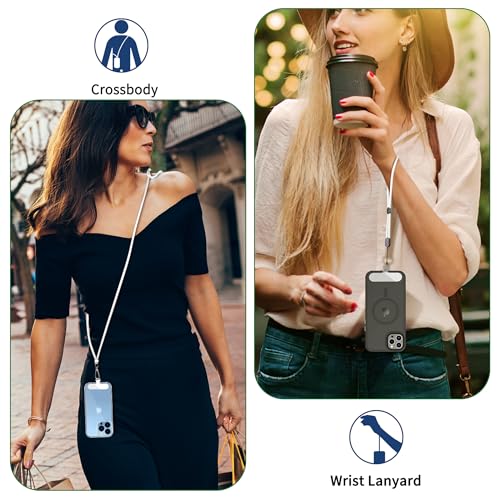CACOE Phone Lanyard, White, 2 Pcs - color: White, size: 30"（Neck Strap×1）+8"（Wrist Strap×1）
