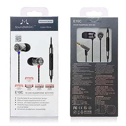 SoundMAGIC E10C Wired Earbuds, Built-in Mic, Premium Hi-Fi, 3.5mm, Gunmetal - color: Gunmetal, style: Modern
