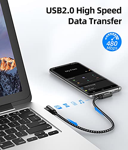 USB to USB C Cable 90 Degree 3FT 3Pack, Short Right Angle USB C Cable - color: Black, size: 3FT