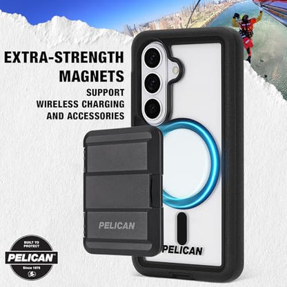 Pelican Voyager Samsung Galaxy S26 Case - Rugged Phone Case - Black/Clear | Magnetic & Wireless Charging Case with 24ft Military-Grade Drop Protection & Belt Clip Holster for Samsung Galaxy S26 - color: Voyager Black/Clear, size: Samsung Galaxy S26