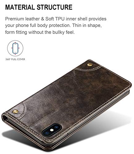 iPhone XR Case, SINIANL Leather Wallet Folio Case Book Design Flip Cover with Stand and ID Credit Card Slot Magnetic Closure for iPhone XR 6.1 inch 2018 - color: Black, size: iPhone XR (6.1 inch)