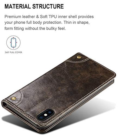 SINIANL iPhone 8/7 Case, Leather Wallet Folio Flip Cover with Stand, Magnetic Closure, Black - color: Black, size: iPhone 7 / 8 (4.7 inch)