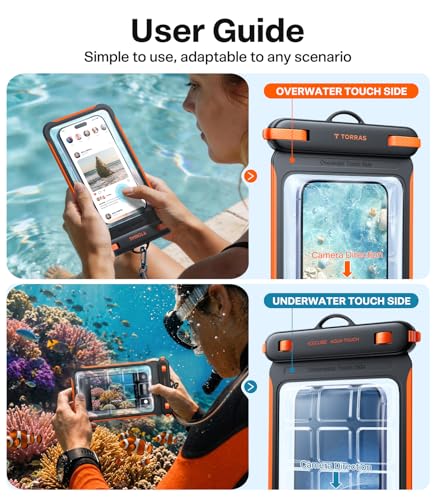 TORRAS IPX8 Waterproof Phone Pouch Floating, Underwater Touch Screen, Black | Waterproof Phone Case with Lanyard, Universal Dry Bag, Fits iPhone & Samsung, Snorkeling, Beach, Cruise, Travel, 7.0 Inch - color: 1 Pack-Black