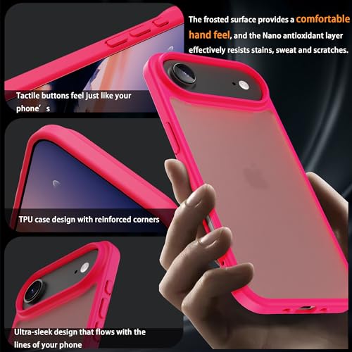 for iPhone 17 air Case Translucent Matte Phone Cover, [10 FT Military Grade Drop Protection] Slim Durable Shockproof Protective Bumper (Rose red, iPhone 17 air) - color: Rose Red, size: iPhone 17 Air