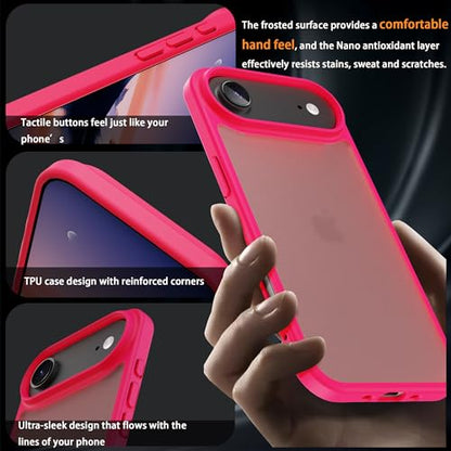 for iPhone 17 air Case Translucent Matte Phone Cover, [10 FT Military Grade Drop Protection] Slim Durable Shockproof Protective Bumper (Rose red, iPhone 17 air) - color: Rose Red, size: iPhone 17 Air
