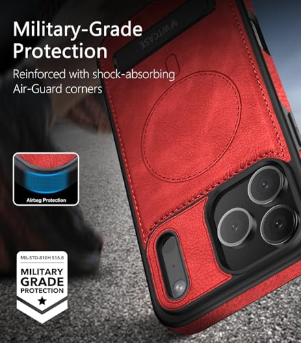 WTCASE Magnetic for iPhone 1X Leather Case,Built-in Invisible Stand [Compatible with Magsafe] Protective Slim Kickstand Phone Cover (2025) (Red, iPhone 1R Pro Max) - color: Red, size: iPhone 1R Pro Max