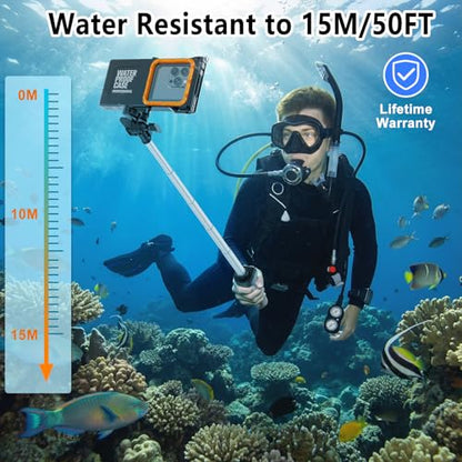 Waterproof Selfie Stick with Phone Case - Professional Underwater Phone Case for with Rechargeable Stick (2th Waterproof Selfie Stick)