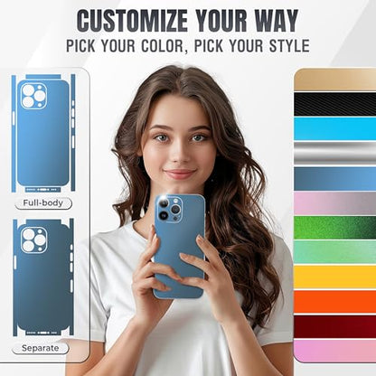 2Pcs Skin Wrap Compatible for iPhone 15 Pro – Slim Decal Vinyl Protective Film for Sides & Back – Sleek Fit, Premium Look – Compatible with All iPhone 15 Pro Cases - Metallic Midnight Blue - color: Metallic Midnight Blue