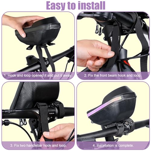 Bike Phone Holder, Bicycle Front Frame Handlebar Bag EVA Hard Shell Waterproof Bike Accessories with Touch-Screen and Rain Cover for Phones under 6.9''
