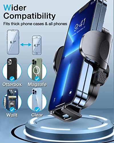 HTU Car Phone Holder【2026 Upgraded 100+LBS Suction & Safety Cert】 Cell Phone Car Mount for Truck Heavy Duty Phone Holder for Dashboard/Windshield/Vent for iPhone 17 16 Pro Max, Sapphire Blue - color: Sapphire Blue