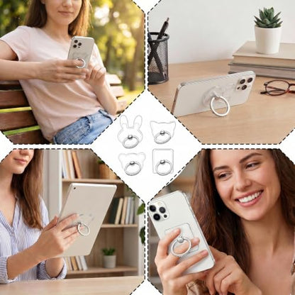 4PCS Transparent Phone Ring Grip Clear Phone Ring Holder Grips - style: B