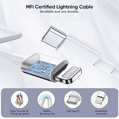 10FT iPhone Fast Charger,[Apple MFi Certified] 2Pack PD Dual Apple Fast Charger USBC Charge Block 10Foot Lightning Cable Cord Quick Charging for iPhone 14/Pro/Pro Max/Plus/13/12/11/XS/XR/X/SE2022/iPad