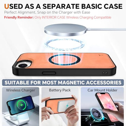 TUCCH Detachable 2-in-1 Case Wallet for iPhone 17e & 16e 6.1", Peachy Pink | 4 Card Slots, RFID Blocking, Wireless Charging, Viewing Stand, Wrist Strap, PU Leather, Shockproof TPU, Magnetic, Flip Cover - color: Textured Peachy Pink