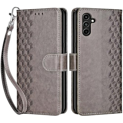 for Samsung Galaxy A15 5G Wallet case, Gray-Cube | 3 Card Holders, Kickstand, Shockproof TPU Shell, PU Leather, Magnetic Closure, Protective Flip Folio Cover, Women - color: 10