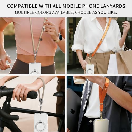 Phone Tether Tab,Metal Phone Lanyard Patch & Strap Adapter for All Full Phone Cases,Ultra-Thin 0.008in 360° Rotating phone charm,Universal phone clip for iPhone Android(Gold+Silver) - color: Gold+silver