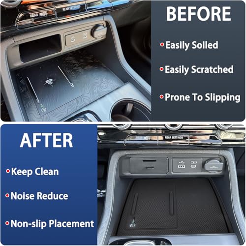Center Console Silicone Mat Fit for Honda Pilot Accessories 2023-2026 - color: Black