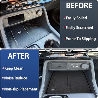 Center Console Silicone Mat Fit for Honda Pilot Accessories 2023-2026 - color: Black