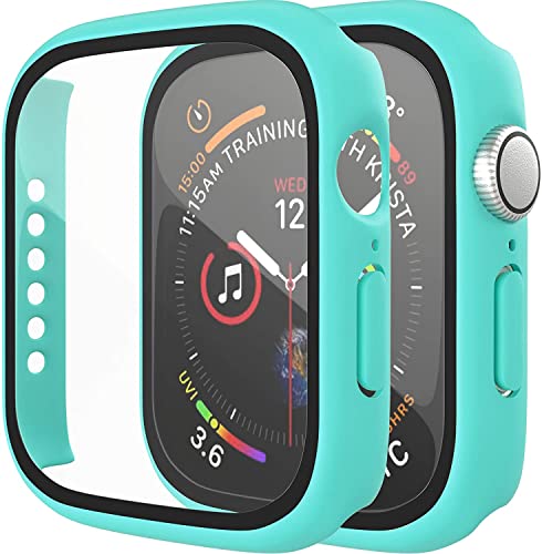 Maeline Bulk Cases Compatible with Apple Watch Series 3/Series 2/Series 1 42mm with Built in Tempered Glass Screen Protector, Overall Protective Hard PC Case Ultra-Thin Cover Turquoise 10 Pack - color: Turquoise, size: 42 mm
