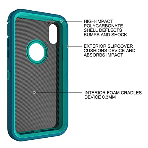 MXX Compatible with iPhone Xr Case, 3-Layer Super Protective Full Heavy Duty Body Tough Rugged Bumper Cover, Shock & Dust Proof, Designed for Apple Xr Phone Case 6.1" Turquoise - color: Turquoise