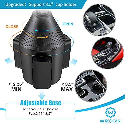 Cup Holder Phone Mount with Adjustable Neck, Cellphone Holder for Car, Upgraded Cup Phone Holder for Car, Compatible with iPhone, Samsung, Google, Expandable Side Arm, Sturdy Base