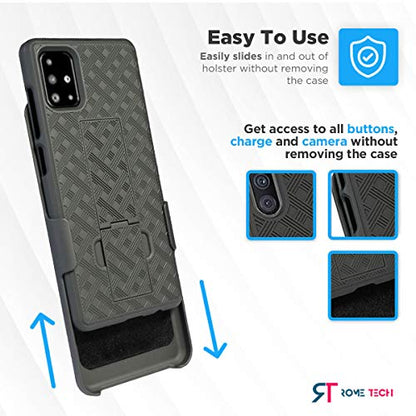 Designed for Samsung Galaxy A51 5G Case with Belt Clip Holster | Rugged Holster & Protective Phone Case Combo with Anti-Slip Texture - Black