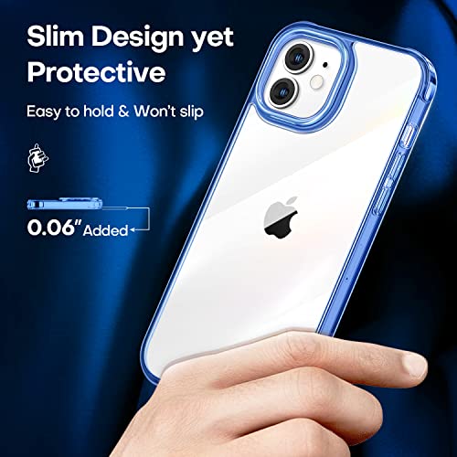CANSHN Clear Shockproof for iPhone 12 Case/iPhone 12 Pro Case, Blue | Crystal Clear, Military-Grade Protection, Scratch Resistant, Anti-Slip, Slim Fit, Wireless Charging Compatible - color: Clear &Blue