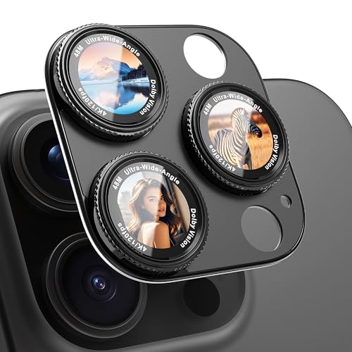 CACOE Metal Camera Lens Protector for iPhone 16Pro/16ProMax/14Pro/14ProMax - color: Dark Black