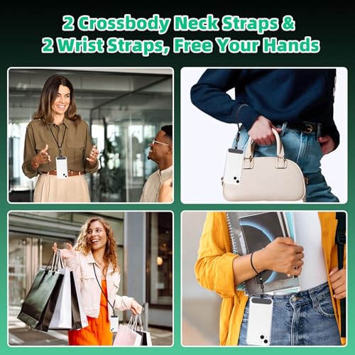 SEVENKA 2 Adjustable Phone Lanyards, Universal Crossbody Neck Straps & 2 Wrist Straps & 4 Phone Tether Tab, Hands-Free, Secure, Stylish Multifunctional Phone Straps for Full Cases - color: Black